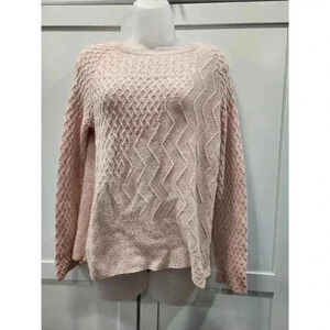 89th & Madison Crochet Knit Sweater Medium Light Pink Crew neck